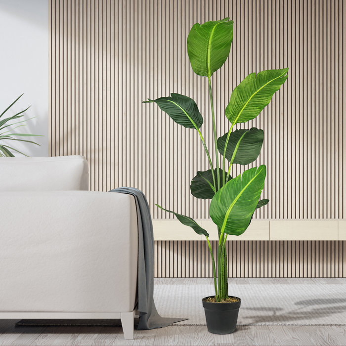 Etta Avenue™ 60'' Faux Banana Leaf Tree in Pot & Reviews Wayfair